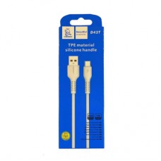 Дата кабель USB 2.0 AM to USB-C 1.0m 2.4A silicone white Denmen (DM-D42T-WH) - Фото