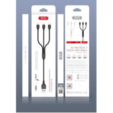 Дата кабель USB 2.0 AM to Lightning + Micro 5P + USB-C 1.0m 2.1A black XO (NB103-3in1-1-BK) - Фото