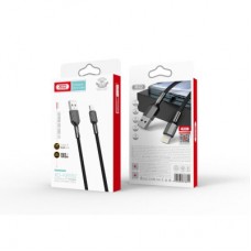 Дата кабель USB 2.0 AM to Lightning 1.0m 2.4A black XO (NB182-L-1-BK) - Фото