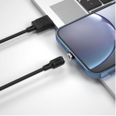 Дата кабель USB 2.0 AM to Lightning 1.0m 2.1A magnetic pvc black XO (NB187-L-1-BK) - Фото