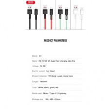 Дата кабель USB 2.0 AM to Lightning 1.0m 5A green XO (NB166-L-1-GR) - Фото