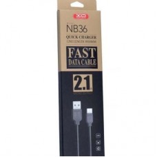 Дата кабель USB 2.0 AM to Micro 5P 1.0m 2.1A black XO (NB36-M-1-BK) - Фото