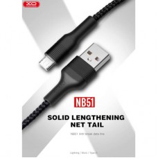 Дата кабель USB 2.0 AM to Micro 5P 1.0m 2.1A black XO (NB51-M-1-BK) - Фото