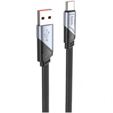 Дата кабель USB 2.0 AM to USB-C 1.2m 5A nylon black HOCO (6942007605007) - Фото