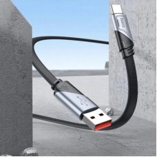 Дата кабель USB 2.0 AM to USB-C 1.2m 5A nylon black HOCO (6942007605007) - Фото