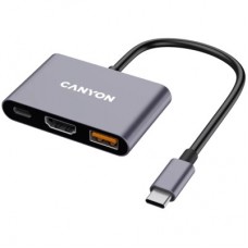 Концентратор Canyon hub DS-4 3in1 USB-C Grey (CNS-TDS4) - Фото