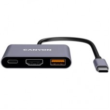 Концентратор Canyon hub DS-4 3in1 USB-C Grey (CNS-TDS4) - Фото