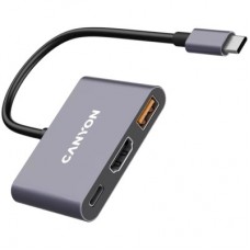 Концентратор Canyon hub DS-4 3in1 USB-C Grey (CNS-TDS4) - Фото