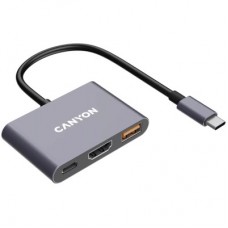 Концентратор Canyon hub DS-4 3in1 USB-C Grey (CNS-TDS4) - Фото