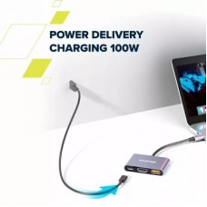 Концентратор Canyon hub DS-4 3in1 USB-C Grey (CNS-TDS4) - Фото