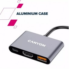 Концентратор Canyon hub DS-4 3in1 USB-C Grey (CNS-TDS4) - Фото