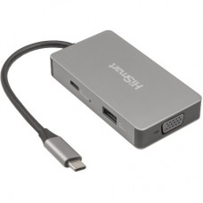 Концентратор HiSmart USB-C to 2xHDMI + VGA + USB 2.0 + USB-C PD60W (CA913879) - Фото