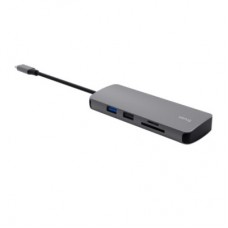 Концентратор Trust USB-C 8-in1 1xUSB-А 3.2/USB-A 2.0/2xUSB-С/HDMI/Ehernet/SD/microSD aluminium 0.15m grey - Фото