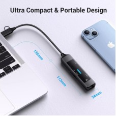 Концентратор XoKo USB-C 5-in-1 USB 3.0 + USB 2.0 + SD/TF + RJ45 100Mbps silver (XK-AC-350) - Фото
