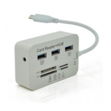 Концентратор Voltronic USB-C 3xUSB 3.0 + Card Reader 0.2 m white (YT-TCA3H3+CR-W) - Фото