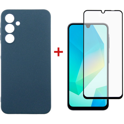 Чохол для мобільного телефона Dengos Samsung Galaxy A16 5G Carbon + glass (Blue) (DG-KM-122)