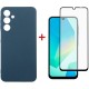 Чохол для мобільного телефона Dengos Samsung Galaxy A16 5G Carbon + glass (Blue) (DG-KM-122)
