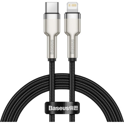 Дата кабель USB-C to Lightning 1.0m Cafule Metal PD 20W black Baseus (CATLJK-A01)