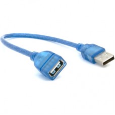Дата кабель USB 2.0 AM/AF 0.3m blue transparent Voltronic (YT-AM/AF-0,3TBL) - Фото