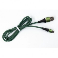 Дата кабель USB 2.0 AM to Micro 5P 1.0m fabric green Dengos (NTK-M-MT-JEANS) - Фото