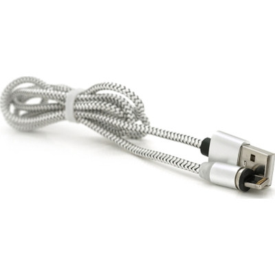 Дата кабель USB 2.0 to Lightning 1.0m 2A magnetic nylon silver Pipo (18168)