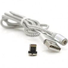 Дата кабель USB 2.0 to Lightning 1.0m 2A magnetic nylon silver Pipo (18168) - Фото