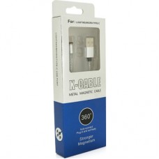 Дата кабель USB 2.0 to Lightning 1.0m 2A magnetic nylon silver Pipo (18168) - Фото