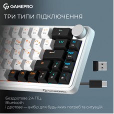 Клавиатура GamePro Asgard Valhalla MK210W Pro 65 RGB Wireless/Bluetooth/USB White (MK210W Pro) - Фото