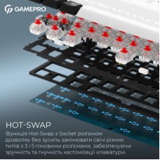 Клавиатура GamePro Asgard Valhalla MK210W Pro 65 RGB Wireless/Bluetooth/USB White (MK210W Pro) - Фото