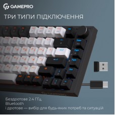 Клавиатура GamePro Asgard Valhalla MK160B Pro 75 RGB Wireless/Bluetooth/USB Black (MK160B Pro) - Фото