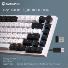 Клавиатура GamePro Asgard Valhalla MK160W Pro 75 RGB Wireless/Bluetooth/USB White (MK160W Pro) - Фото