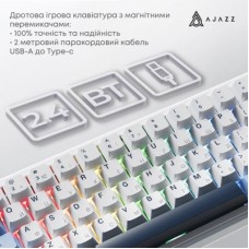 Клавиатура Ajazz AK680 MAX (8+8K) Magnetic Switch RGB Wireless/Bluetooth/USB White (AK680-M-BWD-A) Клавиатура Ajazz AK680 MAX (8+8K) Magnetic Switch RGB Wireless/Bluetooth/USB White (AK680-M-BWD-A) - Фото