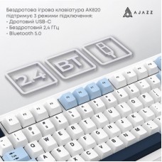 Клавиатура Ajazz AK820 MAX PLUS Daydream Switch RGB Wireless/Bluetooth/USB White (AK820MAX-DD-BWD) Клавиатура Ajazz AK820 MAX PLUS Daydream Switch RGB Wireless/Bluetooth/USB White (AK820MAX-DD-BWD) - Фото