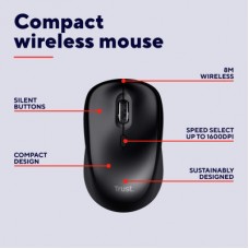 Мышка Trust Yvi+ Silent Wireless/Bluetooth Glossy Black (25512) - Фото