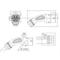 Конектор для заряджання електромобіля Duosida Type2, 32A, 3-фазний (EV200191) Конектор для заряджання електромобіля Duosida Type2, 32A, 3-фазний (EV200191) - Фото