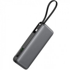 Батарея універсальна Acefast 20000 mAh 130W PD, QC/3.0 USB-A+USB-C In/Out,build-in cable M22 Gray (6974316283904)