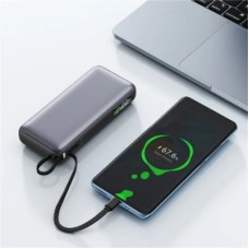 Батарея універсальна Acefast 20000 mAh 130W PD, QC/3.0 USB-A+USB-C In/Out,build-in cable M22 Gray (6974316283904) - Фото