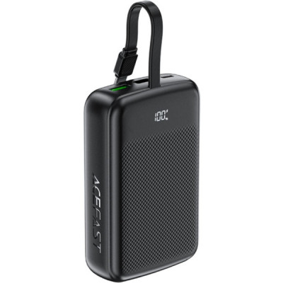 Батарея універсальна Acefast 20000 mAh 22,5W PD, QC/3.0 USB-A+USB-C In/Out, build-in cable M14 Black (6974316283966)