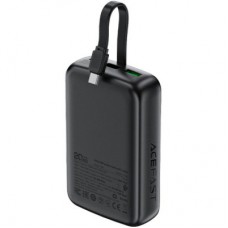 Батарея універсальна Acefast 20000 mAh 22,5W PD, QC/3.0 USB-A+USB-C In/Out, build-in cable M14 Black (6974316283966) - Фото