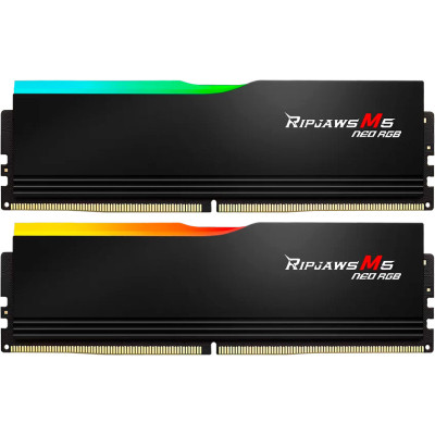 Модуль памяти для компьютера DDR5 64GB (2x32GB) 6000 MHz Ripjaws M5 Neo RGB Matte Black G.Skill (F5-6000J3238G32GX2-RM5NRK)