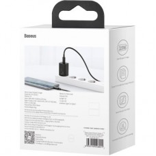 Зарядний пристрій Baseus 1xUSB 25 W (USB-C) + Cable Type-C black (TZCCSUP-L01) - Фото