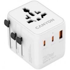 Зарядний пристрій Canyon OnTour 20 2xUCB-C + USB-A EU/UK/US/AUS 20W White (CNS-TA20W1005W) - Фото