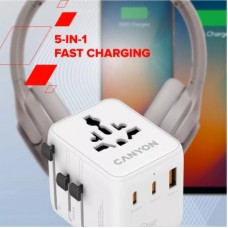 Зарядний пристрій Canyon OnTour 20 2xUCB-C + USB-A EU/UK/US/AUS 20W White (CNS-TA20W1005W) - Фото