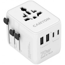 Зарядний пристрій Canyon OnTour 70 3xUSB-C + 2xUSB-A EU/UK/US/AUS 70W White (CNS-TA70W1006W) - Фото