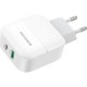 Зарядний пристрій BOROFONE BA46A USB-C PD + USB QC3.0 18 W white (6931474727343)