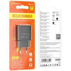Зарядний пристрій BOROFONE BA72A USB QC3.0 black (6974443388541) - Фото