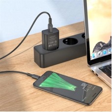 Зарядний пристрій BOROFONE BA72A USB QC3.0 black (6974443388541) - Фото
