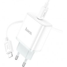Зарядний пристрій HOCO C104A USB-C PD20W + cable USB-C to Lightning white (6931474782908) - Фото