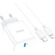 Зарядний пристрій HOCO C104A USB-C PD20W + cable USB-C to Lightning white (6931474782908)
