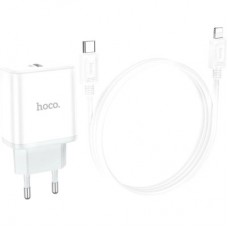Зарядний пристрій HOCO C104A USB-C PD20W + cable USB-C to Lightning white (6931474782908) - Фото